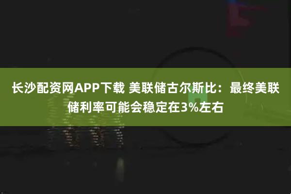 长沙配资网APP下载 美联储古尔斯比：最终美联储利率可能会稳定在3%左右